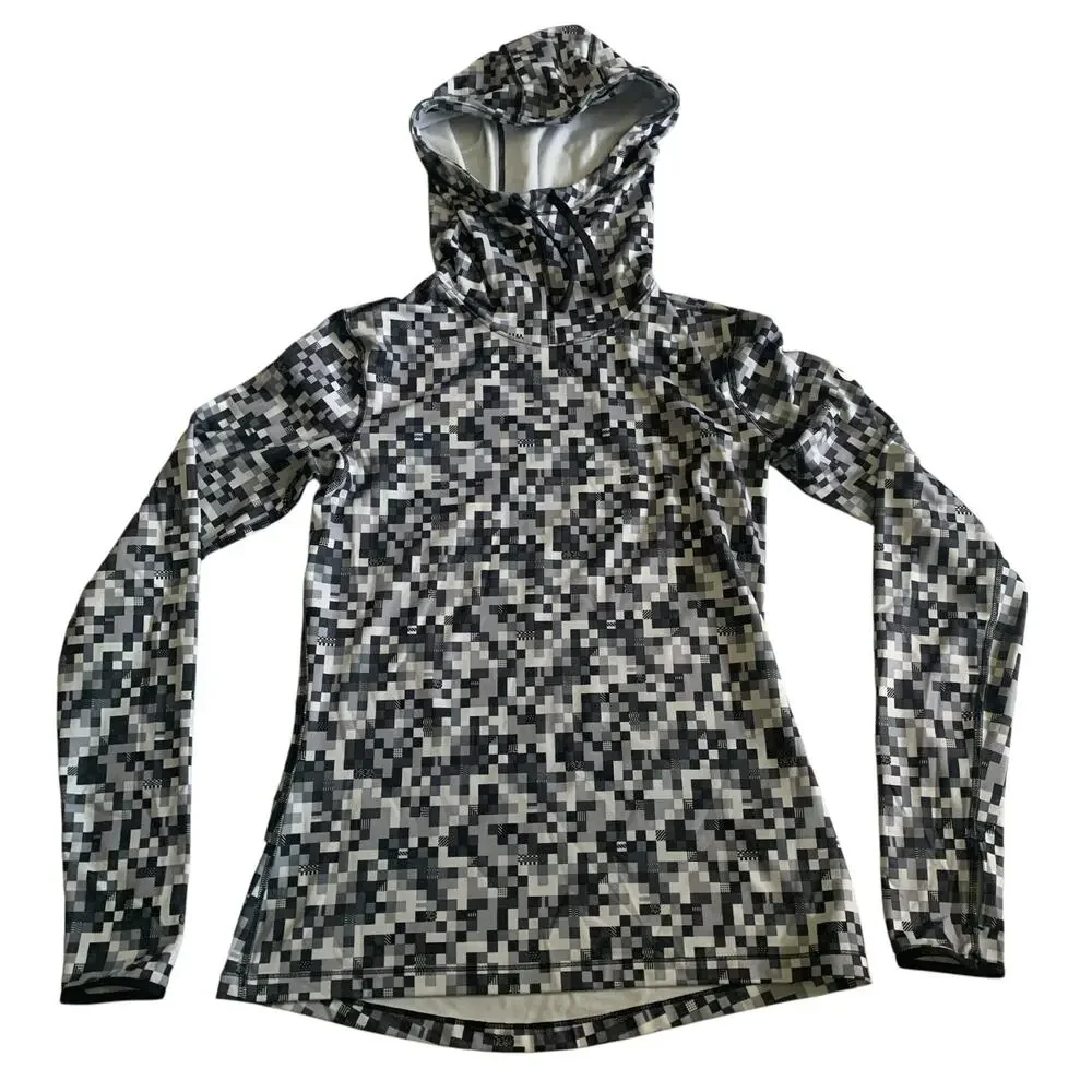 Nike Pro Dri Fit Women's Size M Glitch Pixel Training Camo Hooded T-Shirt